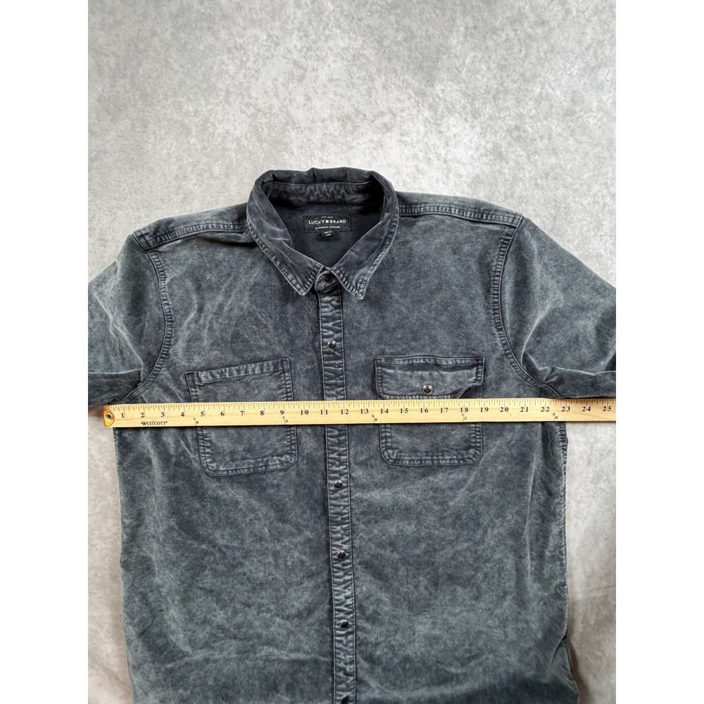 Lucky Brand Womens XL Velvet Western Shirt Charcoal Gray Snap Front Shacket - Picture 9 of 10